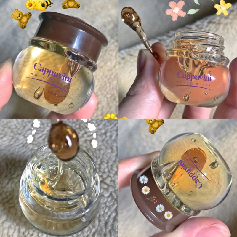 10ML Unisex Honey Lip Oil Moisturizing Nourishing Anti-wrinkle Lip Care Mask Anti-cracking Smooth Lips Sleep Fine Lines Lip Balm