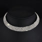 Women Diamante Rhinestone Choker Necklace Silver Color Wedding Bridal Party Crystal Collar Choker Chain Necklace Jewelry